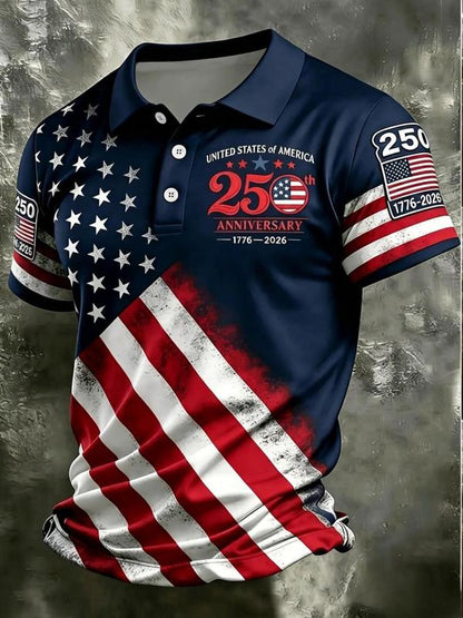 Patriotic American Flag Polo Shirt