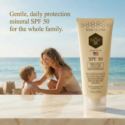 Organic Tallow Sunscreen - Natural Mineral Sunscreen SPF 50