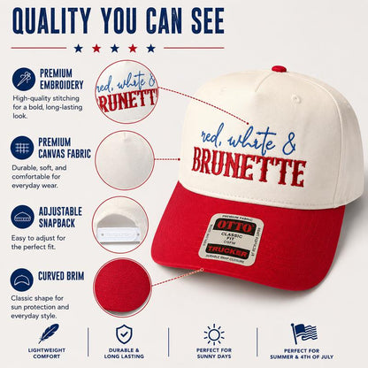 Red White & Brunette Trucker Hat