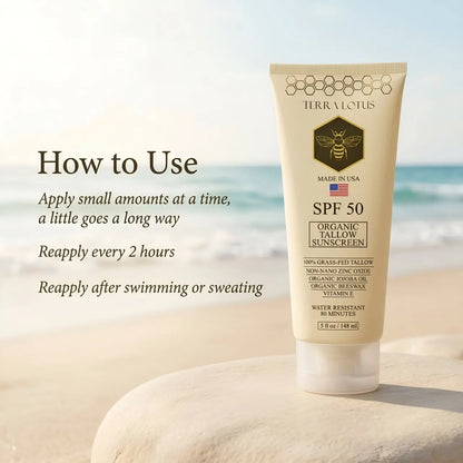 Organic Tallow Sunscreen - Natural Mineral Sunscreen SPF 50