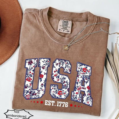Comfort Colors Floral USA Shirt