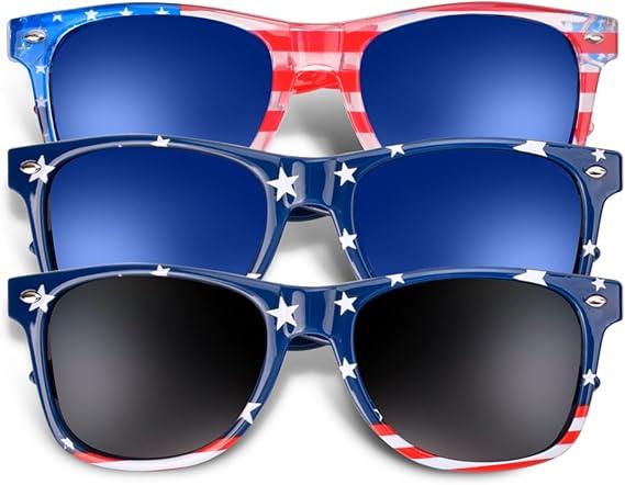 3 Pair American Flag Sunglasses