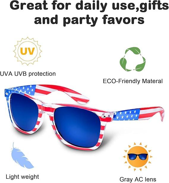3 Pair American Flag Sunglasses