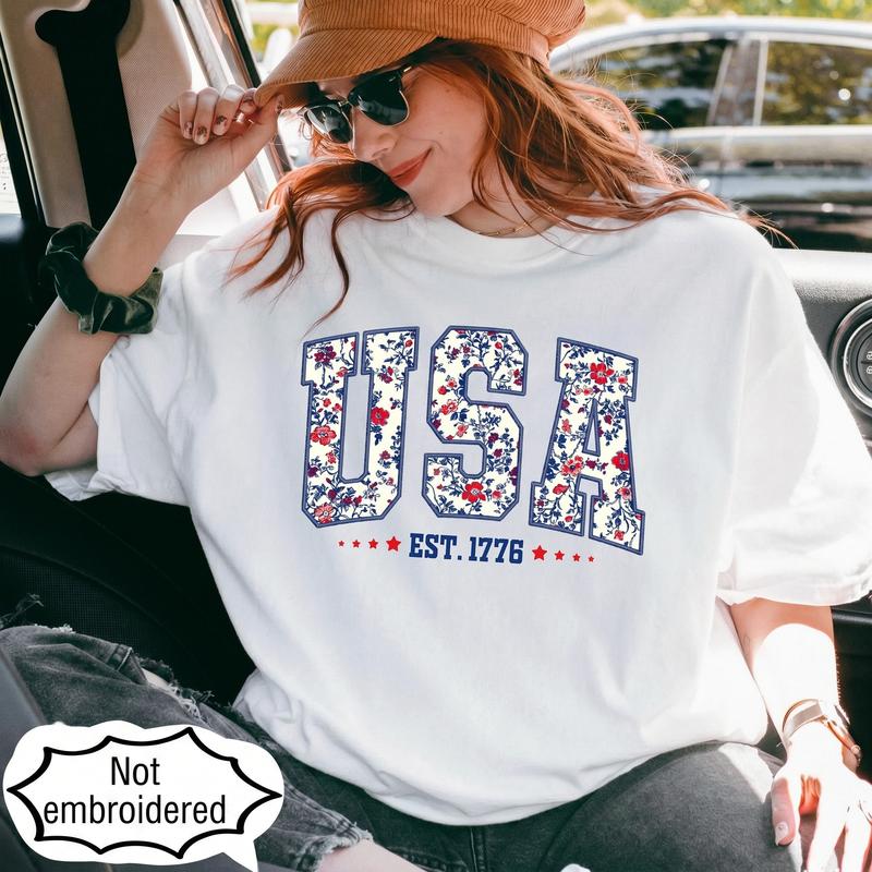 Comfort Colors Floral USA Shirt