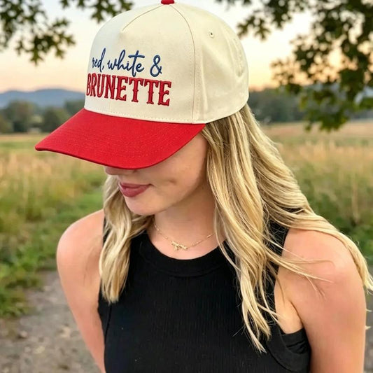 Red White & Brunette Trucker Hat